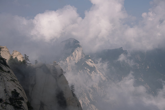 远眺华山群峰云海