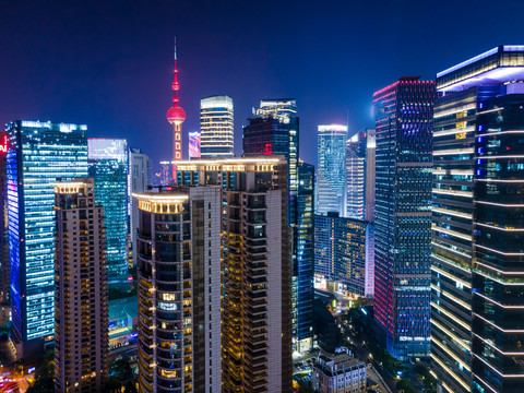 上海陆家嘴航拍全景
