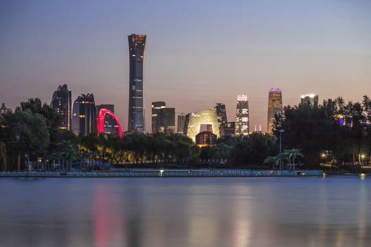 北京cbd建筑群夜景