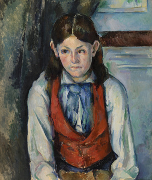 Paul.Cézanne穿红背心的男孩