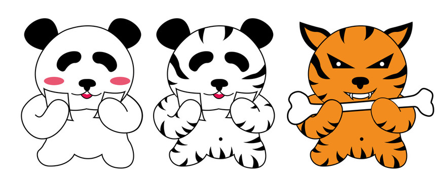 熊猫虎插画