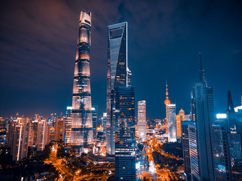 上海陆家嘴夜景航拍