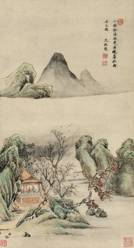 文从简小阁临流图