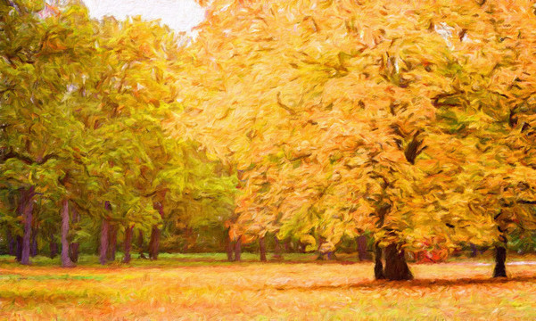 金色树木油画