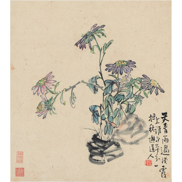 李复堂菊花水墨画