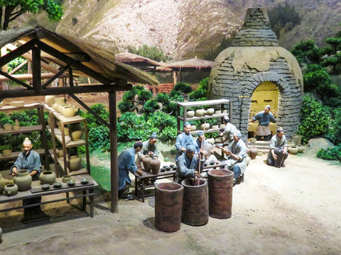 古代磁州窑制瓷场景