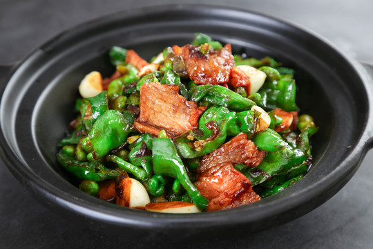 青椒毛豆煲