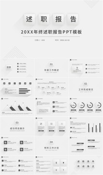 灰色简约年终述职报告PPT模板