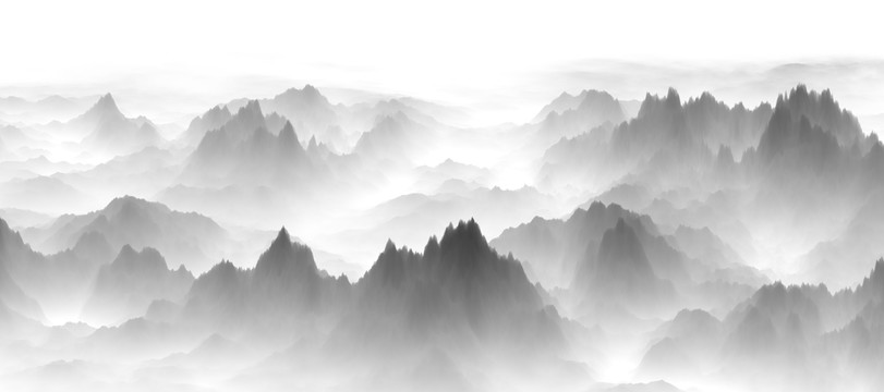 黑白山水画