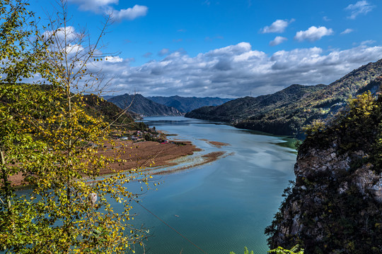 辽宁丹东市宽甸浑江沿岸风光