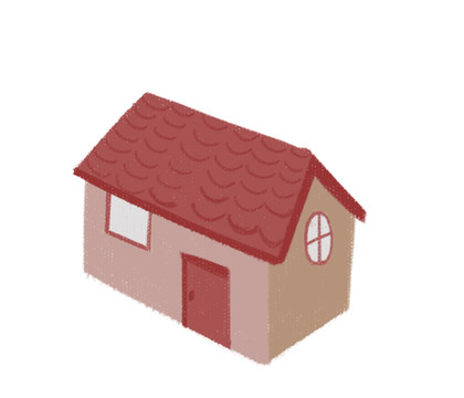 手绘小清新俯视的红房子建筑插画