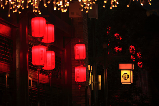 洛阳铜驼暮雨夜景
