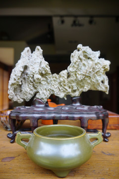 茶具装饰摆件假山和茶洗