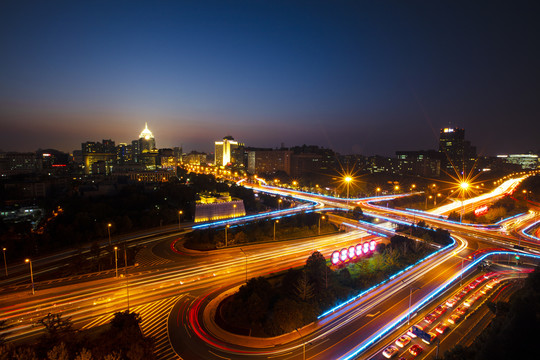 北京建国门立交桥夜景