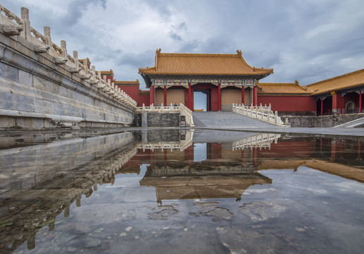 夏日雨后的北京故宫中右门