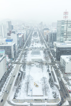 城市雪景