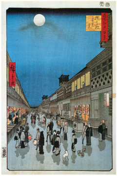 歌川广重名胜江户百景猿若町景