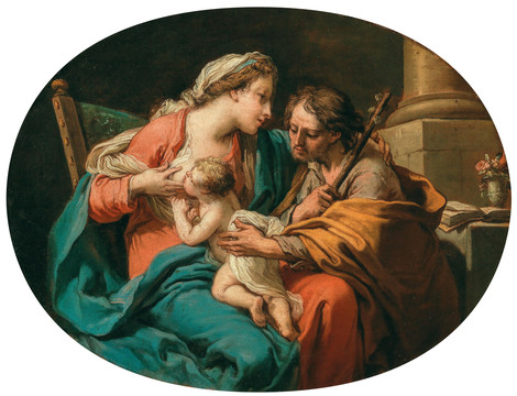 加埃塔诺·甘多菲古典人物素描装饰画欧式圣母圣子