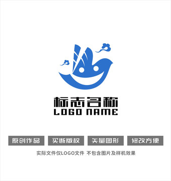 飞鸟笑脸标志科技logo