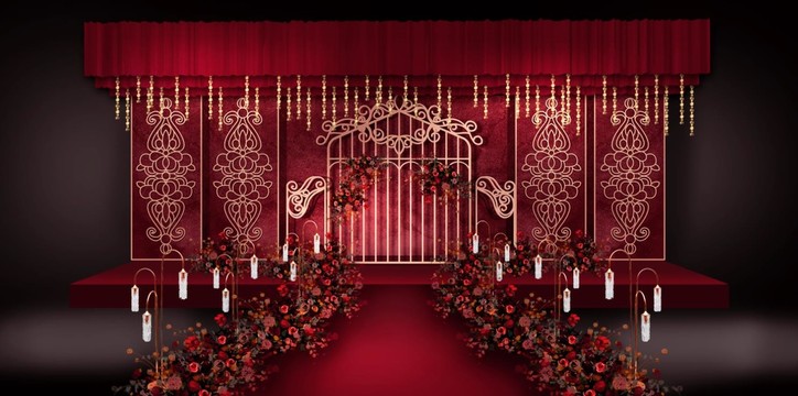 欧式红金婚礼设计