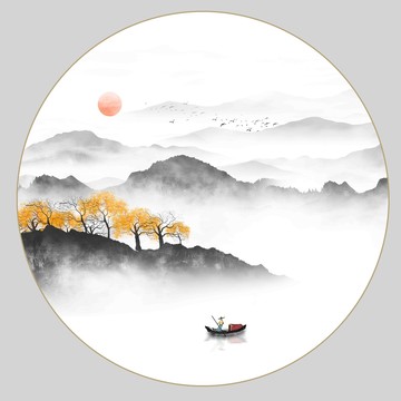 水墨山