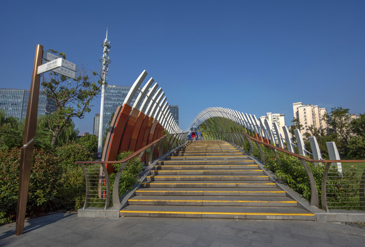 上海浦东洋泾体育公园的人行天桥
