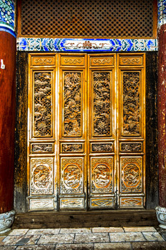 中式木雕门