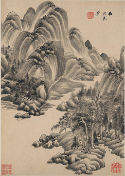 王鉴仿古山水画