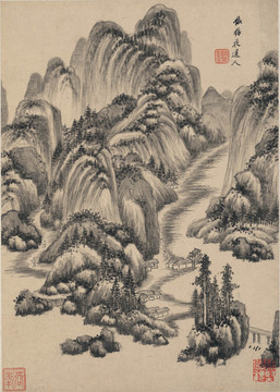 王鉴仿古山水画