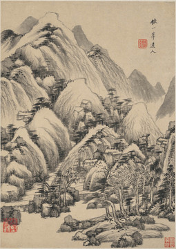 王鉴仿古山水画