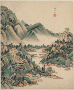 王鉴水墨山水画