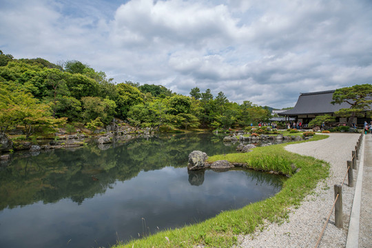 京都岚山天龙寺寺院园林和枯山水