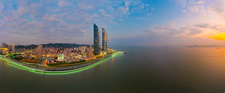 厦门海湾城市夜景