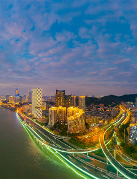 厦门海湾城市夜景