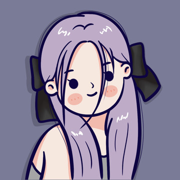 戴蝴蝶结的女孩手绘PS卡通头像