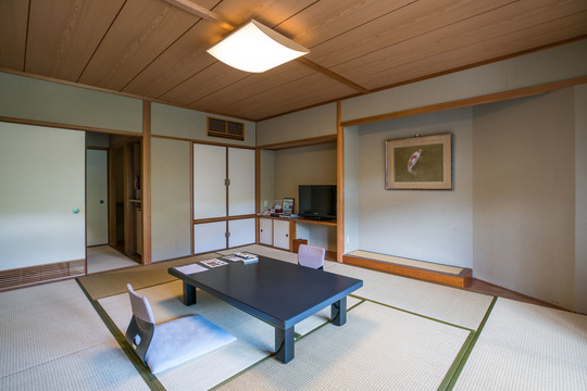 日本传统和式酒店室内榻榻米茶几
