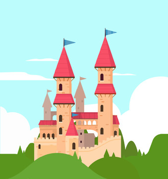 卡通粉色童话城堡