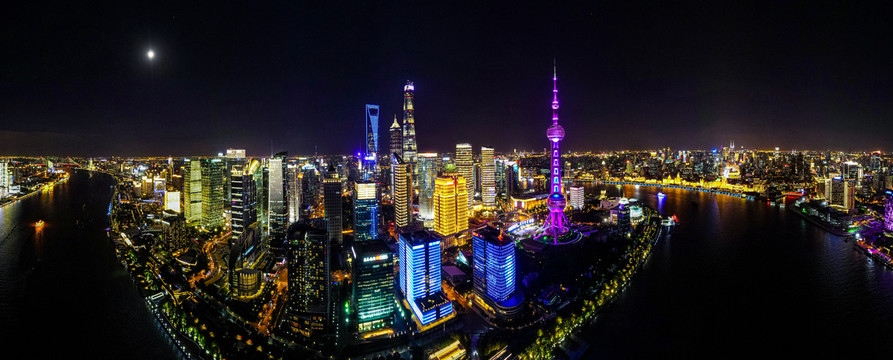 上海航拍夜景全景