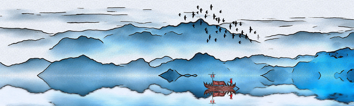 中国风抽象巨幅山水画