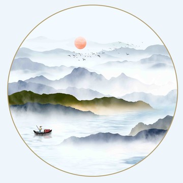 现代水墨山水画