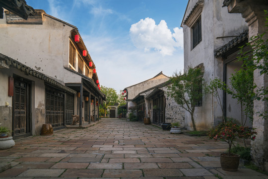 中国无锡巡塘古镇和老街风光
