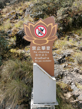 莲花主题禁止攀爬标识牌