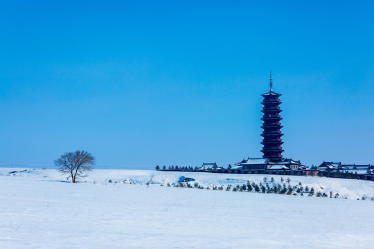 冬季寺庙宝塔