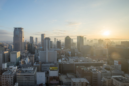 日本大阪清晨城市景观