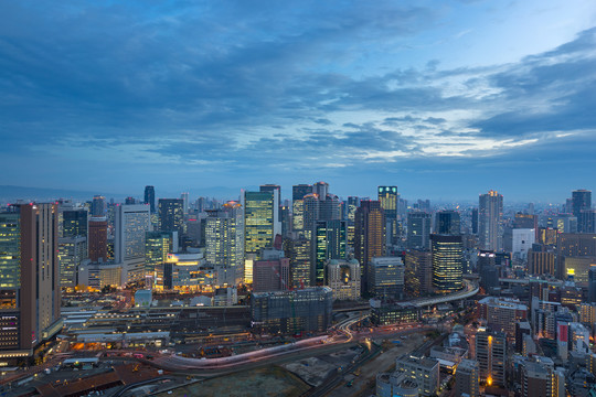 日本大阪梅田区城市夜景