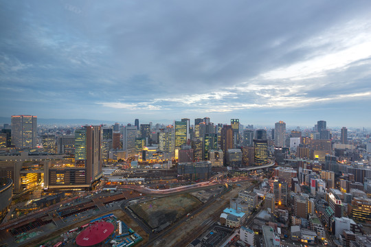 日本大阪梅田区城市夜景