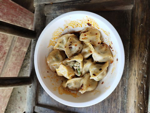 一碗饺子特写