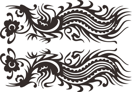 侗族凤鸟剪纸绣图案设计素材