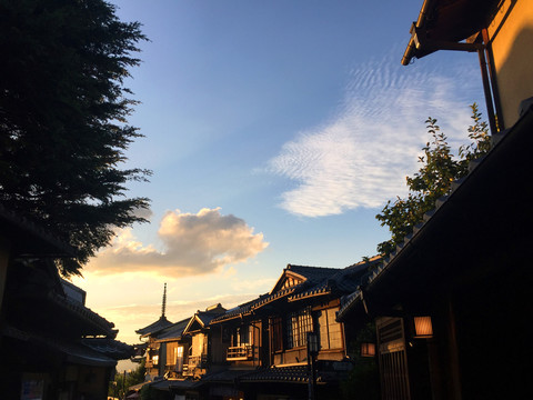 日本京都清水寺夕阳西照