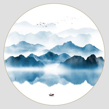 圆形山水画